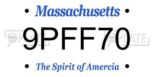 9PFF70 Massachusetts License Plate