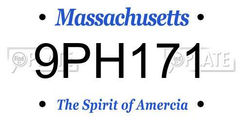9PH171 Massachusetts License Plate