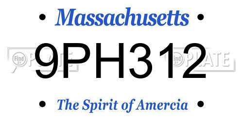 9PH312 Massachusetts License Plate
