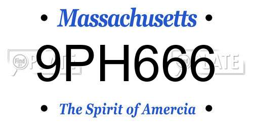 9PH666 Massachusetts License Plate
