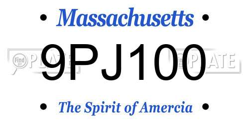 9PJ100 Massachusetts License Plate