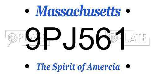 9PJ561 Massachusetts License Plate