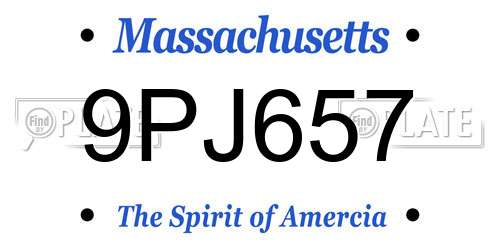 9PJ657 Massachusetts License Plate