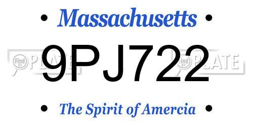 9PJ722 Massachusetts License Plate