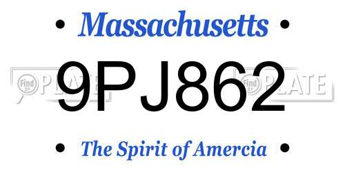 9PJ862 Massachusetts License Plate