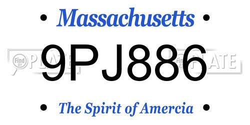 9PJ886 Massachusetts License Plate