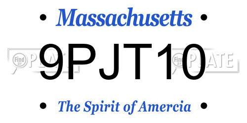 9PJT10 Massachusetts License Plate