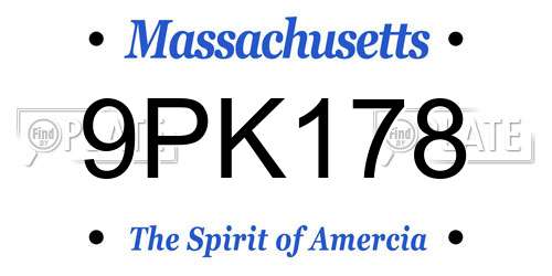 9PK178 Massachusetts License Plate