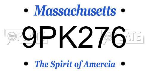 9PK276 Massachusetts License Plate