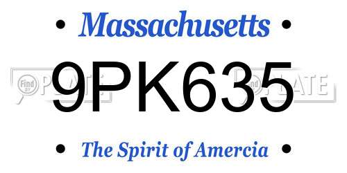 9PK635 Massachusetts License Plate