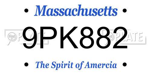 9PK882 Massachusetts License Plate
