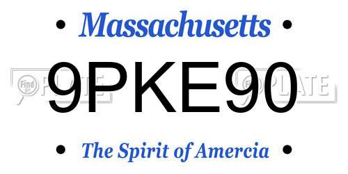9PKE90 Massachusetts License Plate