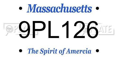 9PL126 Massachusetts License Plate