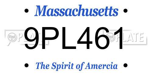 9PL461 Massachusetts License Plate