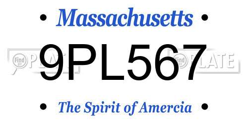 9PL567 Massachusetts License Plate