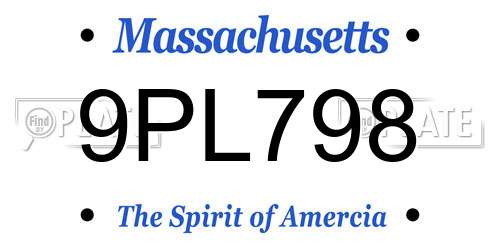 9PL798 Massachusetts License Plate