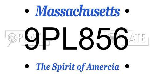 9PL856 Massachusetts License Plate