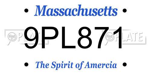 9PL871 Massachusetts License Plate