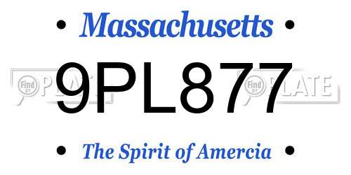 9PL877 Massachusetts License Plate