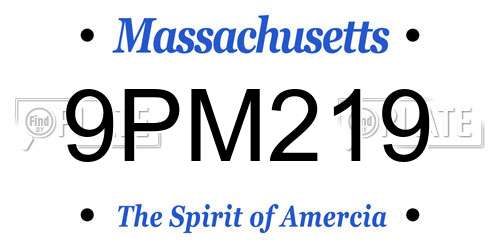 9PM219 Massachusetts License Plate