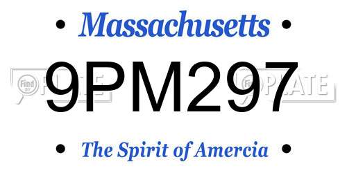9PM297 Massachusetts License Plate