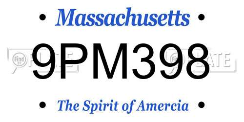 9PM398 Massachusetts License Plate