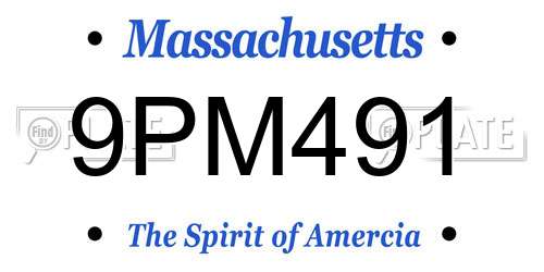 9PM491 Massachusetts License Plate