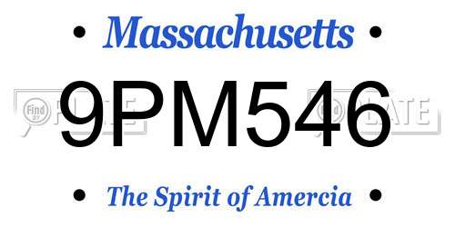 9PM546 Massachusetts License Plate