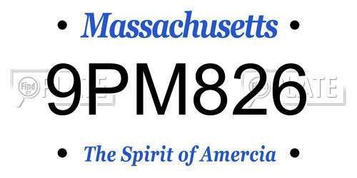 9PM826 Massachusetts License Plate