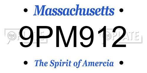 9PM912 Massachusetts License Plate