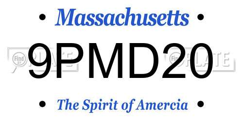 9PMD20 Massachusetts License Plate