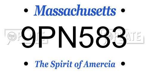 9PN583 Massachusetts License Plate