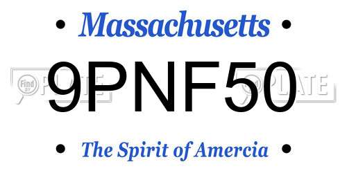 9PNF50 Massachusetts License Plate
