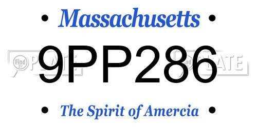 9PP286 Massachusetts License Plate