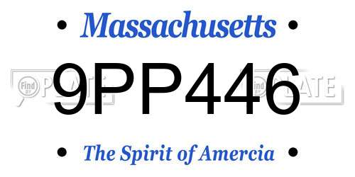 9PP446 Massachusetts License Plate