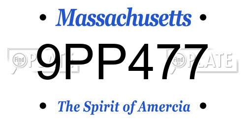 9PP477 Massachusetts License Plate