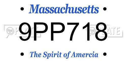 9PP718 Massachusetts License Plate