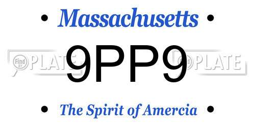 9PP9 Massachusetts License Plate