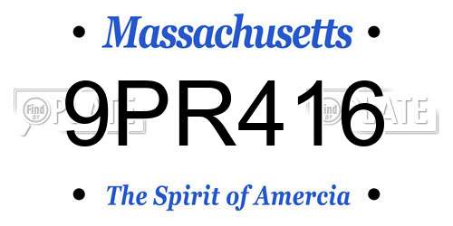 9PR416 Massachusetts License Plate