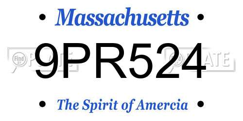 9PR524 Massachusetts License Plate