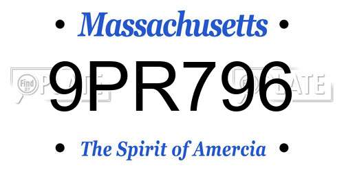 9PR796 Massachusetts License Plate