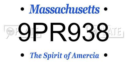 9PR938 Massachusetts License Plate