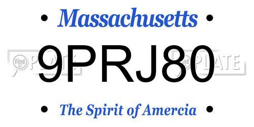 9PRJ80 Massachusetts License Plate