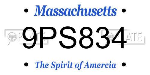 9PS834 Massachusetts License Plate