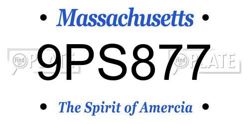 9PS877 Massachusetts License Plate