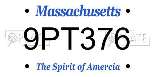 9PT376 Massachusetts License Plate