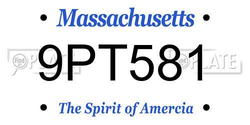 9PT581 Massachusetts License Plate