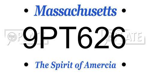 9PT626 Massachusetts License Plate