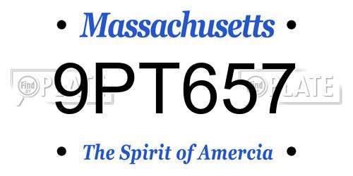 9PT657 Massachusetts License Plate