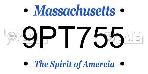 9PT755 Massachusetts License Plate
